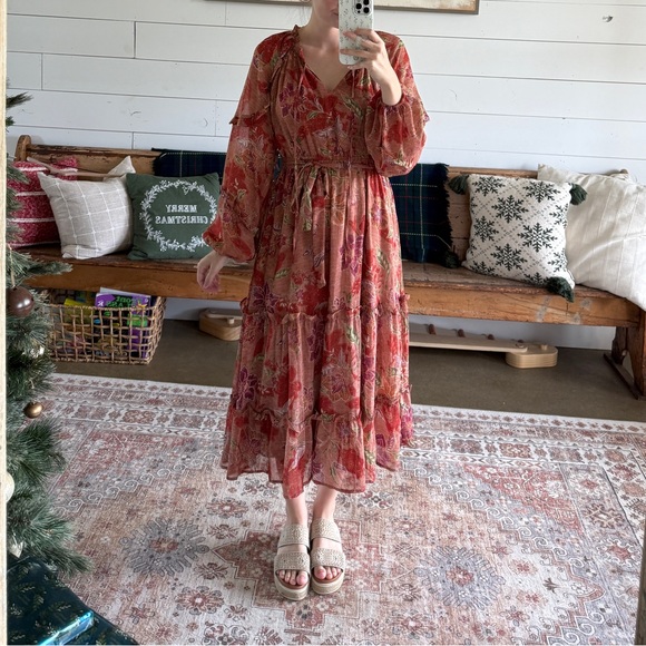 Floral Long Sleeve Dress Wrap Dress size Medium - Picture 5 of 5